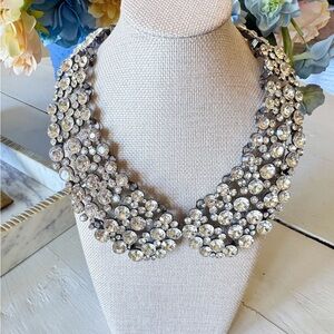 Silver Crystal Statement Collar Necklace